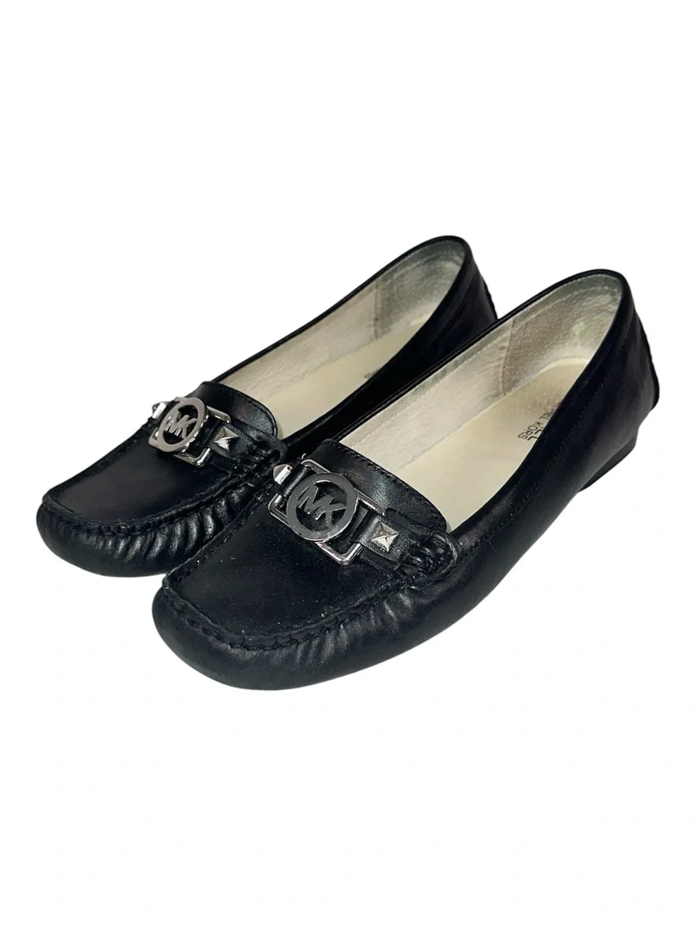 Michael Kors Black Leather Charm Moccasin Flats Size 7.5 Classic Loafer